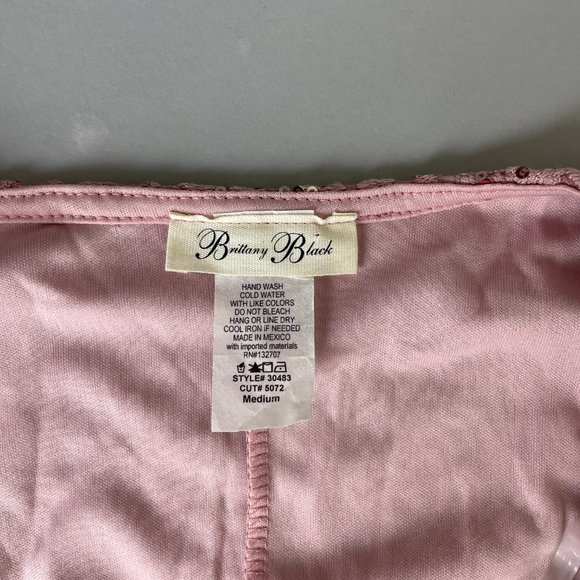 BRITTANY BLACK Sequin pink short sleeve party top Medium - Picture 5 of 5